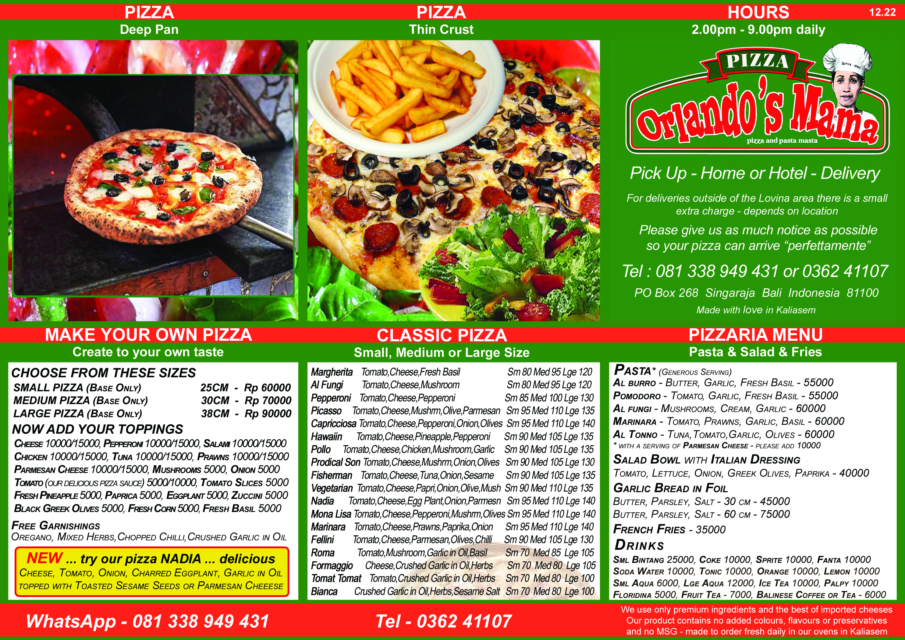 Orlando's Mama Menu